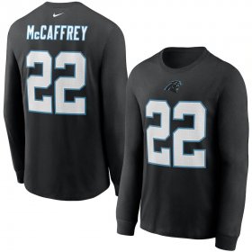 Wholesale Cheap Carolina Panthers #22 Christian McCaffrey Nike Player Name & Number Long Sleeve T-Shirt Black