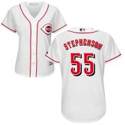 Wholesale Cheap Cincinnati Reds #55 Robert Stephenson Majestic Women's Home Cool Base Jersey White