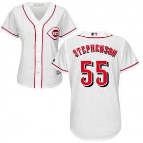 Wholesale Cheap Cincinnati Reds #55 Robert Stephenson Majestic Women\'s Home Cool Base Jersey White