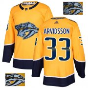 Wholesale Cheap Adidas Predators #33 Viktor Arvidsson Yellow Home Authentic Fashion Gold Stitched NHL Jersey