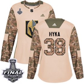 Wholesale Cheap Adidas Golden Knights #38 Tomas Hyka Camo Authentic 2017 Veterans Day 2018 Stanley Cup Final Women\'s Stitched NHL Jersey
