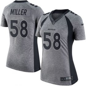 Wholesale Cheap Nike Broncos #58 Von Miller Gray Women\'s Stitched NFL Limited Gridiron Gray Jersey