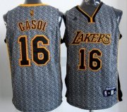 Wholesale Cheap Los Angeles Lakers #16 Paul Gaslo Gray Static Fashion Jersey