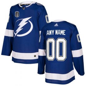 Wholesale Cheap Men\'s Tampa Bay Lightning Custom 2022 Blue Stanley Cup Final Patch Stitched Jersey