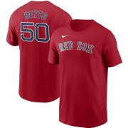 Wholesale Cheap Boston Red Sox #50 Mookie Betts Nike Name & Number T-Shirt Red