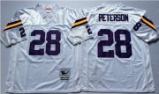 Wholesale Cheap Mitchell And Ness Vikings #28 Adrian Peterson White Throwback Stitched NFL Jersey