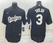 Wholesale Cheap Men's Los Angeles Dodgers #3 Chris Taylor Black Turn Back The Clock Stitched Cool Base Jersey