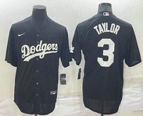 Wholesale Cheap Men\'s Los Angeles Dodgers #3 Chris Taylor Black Turn Back The Clock Stitched Cool Base Jersey