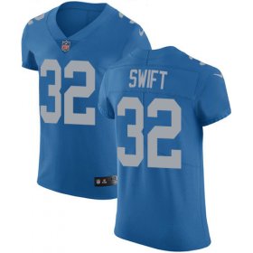 Wholesale Cheap Nike Lions #32 D\'Andre Swift Blue Throwback Men\'s Stitched NFL Vapor Untouchable Elite Jersey