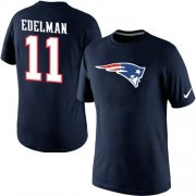 Wholesale Cheap Nike New England Patriots #11 Julian Edelman Name & Number NFL T-Shirt Navy Blue