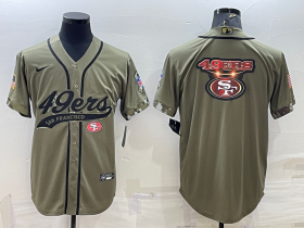 Wholesale Cheap Men\'s San Francisco 49ers Olive Salute to Service Team Big Logo Cool Base Stitched Baseball Jersey
