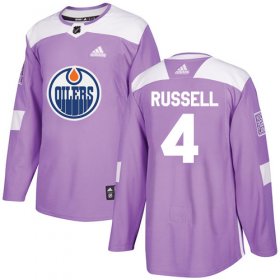 Wholesale Cheap Adidas Oilers #4 Kris Russell Purple Authentic Fights Cancer Stitched NHL Jersey