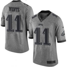 Wholesale Cheap Nike Eagles #11 Carson Wentz Gray Men\'s Stitched NFL Limited Gridiron Gray Jersey