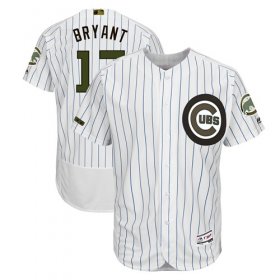 Wholesale Cheap Cubs #17 Kris Bryant White(Blue Strip) Flexbase Authentic Collection 2018 Memorial Day Stitched MLB Jersey