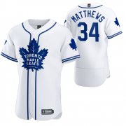 Wholesale Cheap Toronto Maple Leafs #34 Auston Matthews Men's 2020 NHL x MLB Crossover Edition Baseball Jersey White
