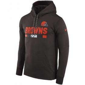 Wholesale Cheap Men\'s Cleveland Browns Nike Brown Sideline ThermaFit Performance PO Hoodie