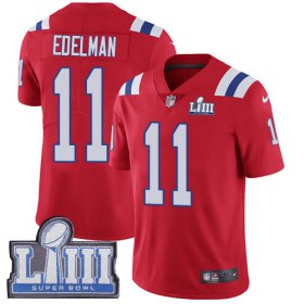 Wholesale Cheap Nike Patriots #11 Julian Edelman Red Alternate Super Bowl LIII Bound Men\'s Stitched NFL Vapor Untouchable Limited Jersey