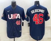 Cheap Men's USA Baseball #46 Paul Goldschmidt Number 2023 Navy World Baseball Classic Stitched Jerseys