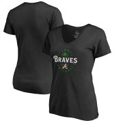 Wholesale Cheap Atlanta Braves Majestic Women's Forever Lucky V-Neck T-Shirt Black