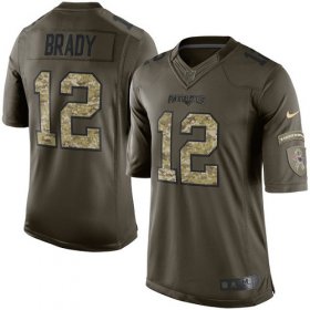 Wholesale Cheap Nike Patriots #12 Tom Brady Green Youth Stitched NFL Limited 2015 Salute to Service Jersey