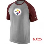 Wholesale Cheap Nike Pittsburgh Steelers Ash Tri Big Play Raglan NFL T-Shirt Grey/Red