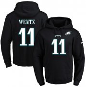 Wholesale Cheap Nike Eagles #11 Carson Wentz Black Name & Number Pullover NFL Hoodie