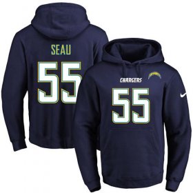 Wholesale Cheap Nike Chargers #55 Junior Seau Navy Blue Name & Number Pullover NFL Hoodie