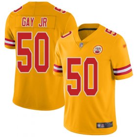 Wholesale Cheap Nike Chiefs #50 Willie Gay Jr. Gold Youth Stitched NFL Limited Inverted Legend Jersey