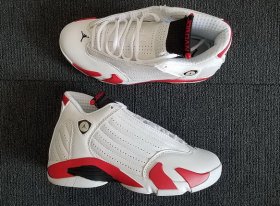 Wholesale Cheap Women\'s Air Jordan 14 candy cane Shoes White/Red-Black