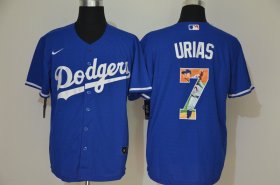 Wholesale Cheap Men\'s Los Angeles Dodgers #7 Julio Urias Blue Unforgettable Moment Stitched Fashion MLB Cool Base Nike Jersey