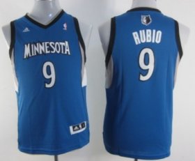 Cheap Minnesota Timberwolves #9 Ricky Rubio Blue Kids Jersey