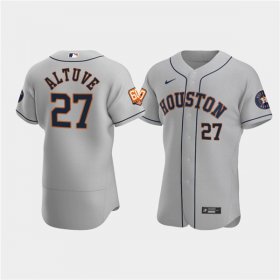 Wholesale Cheap Men\'s Houston Astros #27 Jose Altuve Gray 60th Anniversary Flex Base Stitched Baseball Jersey