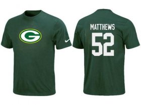Wholesale Cheap Nike Green Bay Packers #52 Clay Matthews Name & Number NFL T-Shirt Green