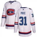 Wholesale Cheap Adidas Canadiens #31 Carey Price White Authentic 2017 100 Classic Stitched NHL Jersey