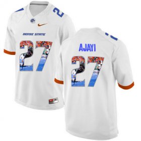 Wholesale Cheap Boise State Broncos 27 Jay Ajayi White With Portrait Print College Football Jersey