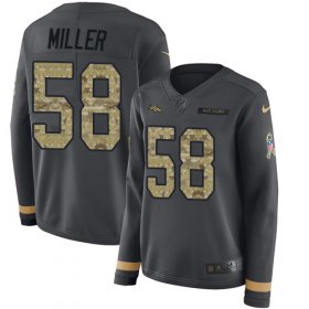 Wholesale Cheap Nike Broncos #58 Von Miller Anthracite Salute to Service Women\'s Stitched NFL Limited Therma Long Sleeve Jersey
