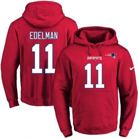 Wholesale Cheap Nike Patriots #11 Julian Edelman Red Name & Number Pullover NFL Hoodie