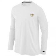 Wholesale Cheap Nike New Orleans Saints Sideline Legend Authentic Logo Long Sleeve T-Shirt White