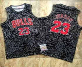Wholesale Cheap Men\'s Chicago Bulls #23 Michael Jordan 1996-97 Black Split Hardwood Classics Soul AU Throwback Jersey