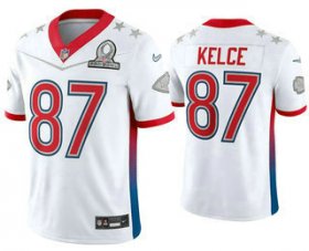 Wholesale Cheap Men\'s Kansas City Chiefs #87 Travis Kelce White 2022 Pro Bowl Vapor Untouchable Stitched Limited Jersey