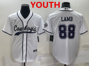 Wholesale Youth Dallas Cowboys #88 CeeDee Lamb White Stitched Cool Base Nike Baseball Jersey