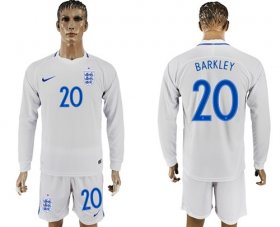 Wholesale Cheap England #20 Barkley Home Long Sleeves Soccer Country Jersey