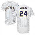 Wholesale Cheap Brewers #24 Jesus Aguilar White Strip Flexbase Authentic Collection Stitched MLB Jersey