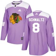Wholesale Cheap Adidas Blackhawks #8 Nick Schmaltz Purple Authentic Fights Cancer Stitched NHL Jersey
