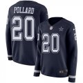 Wholesale Cheap Nike Cowboys #20 Tony Pollard Navy Blue Team Color Women's Stitched NFL Limited Therma Long Sleeve Jersey