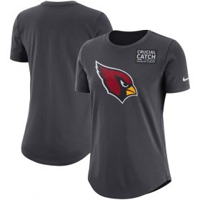 Wholesale Cheap NFL Women\'s Arizona Cardinals Nike Anthracite Crucial Catch Tri-Blend Performance T-Shirt