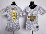 Wholesale Cheap Nike Saints #9 Drew Brees Zebra Women's Stitched NFL Elite Jersey