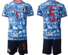 Cheap Men\'s Japan #5 Nagatomo Blue Home Soccer Jersey Suit