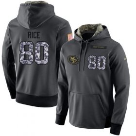 Wholesale Cheap NFL Men\'s Nike San Francisco 49ers #80 Jerry Rice Stitched Black Anthracite Salute to Service Player Performance Hoodie