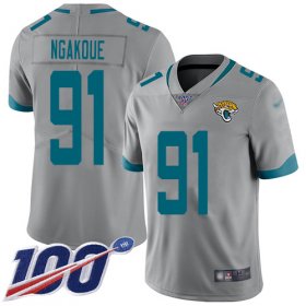 Wholesale Cheap Nike Jaguars #91 Yannick Ngakoue Silver Men\'s Stitched NFL Limited Inverted Legend 100th Season Jersey